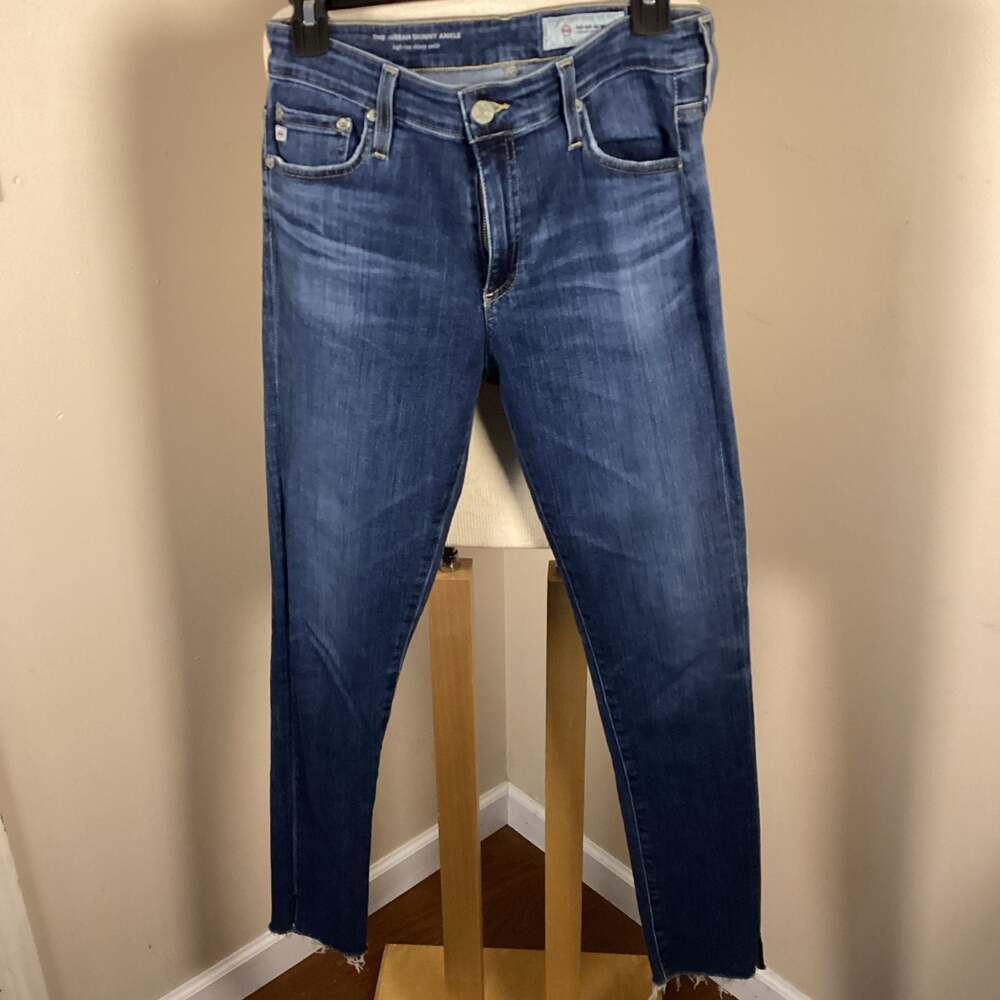 AG Adriano Goldschmied Farrah Skinny Ankle High-Rise Raw Hem Jeans Size 28R